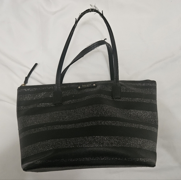 kate spade Handbags - Kate Spade Black Glitter Striped Hand Bag!